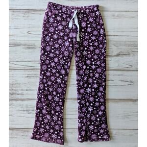 Body Candy Cozy Fleece Maroon and Snowflake Sleep Pants sz L